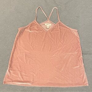 Madewell Light Pink Velvet Racerback Cami Top Medium Soft Shimmer Tank